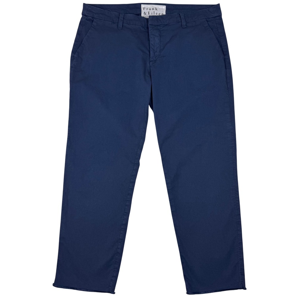 Frank & Eileen Wicklow Crop Chino Pants Raw Hem Women 12 Blue Italian Minimalist